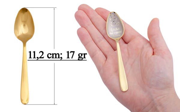 Łyżeczka do Espresso z DOWOLNYM grawerem w kolorze złotym. - obrazek 4