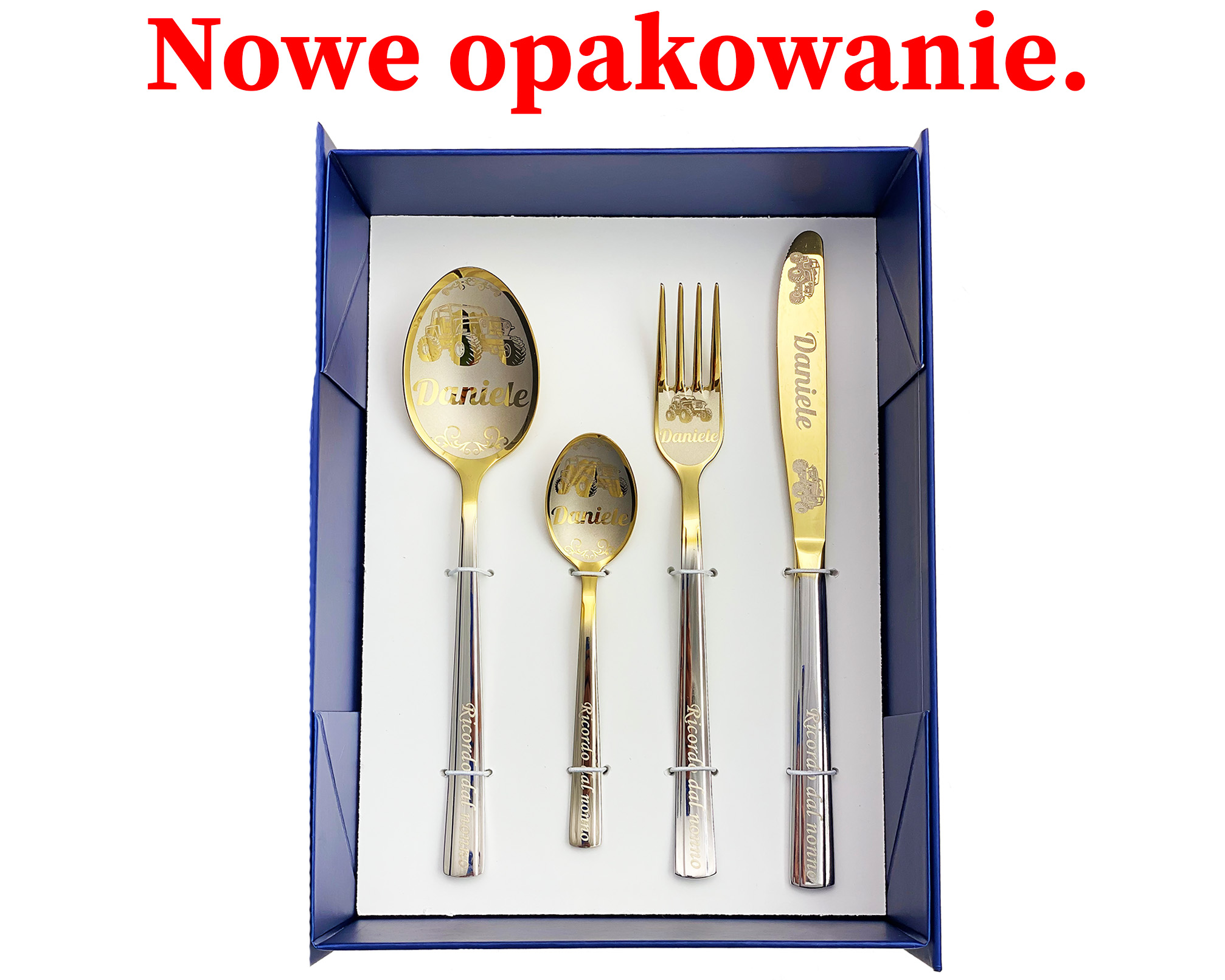 Zestaw grawerowanych sztućców na Chrzest w kolorze srebrnym - obrazek 5