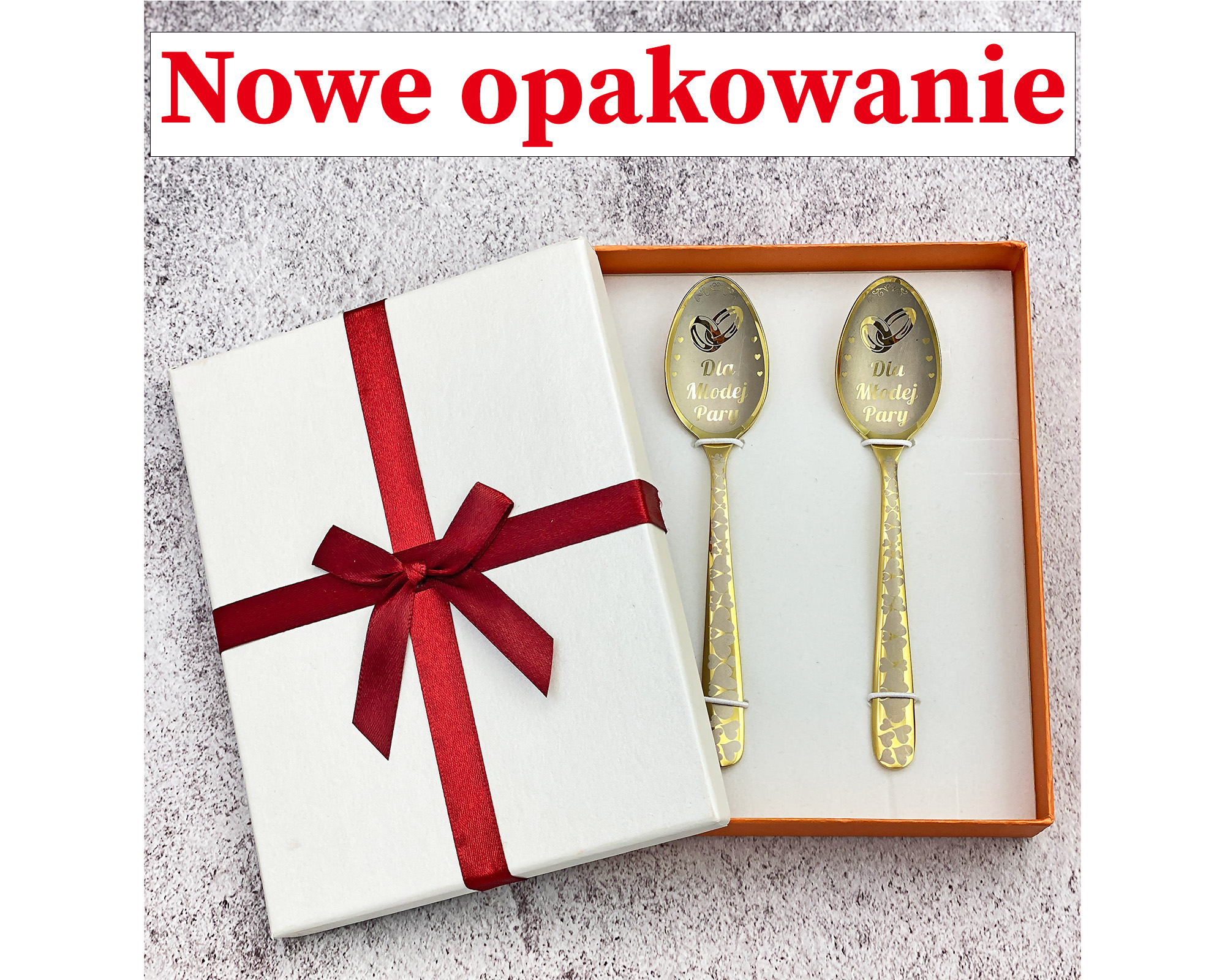 Prezent ślubny dla młodej pary. Łyżeczki grawerowane dla nowożeńców. 2 el. - obrazek 4